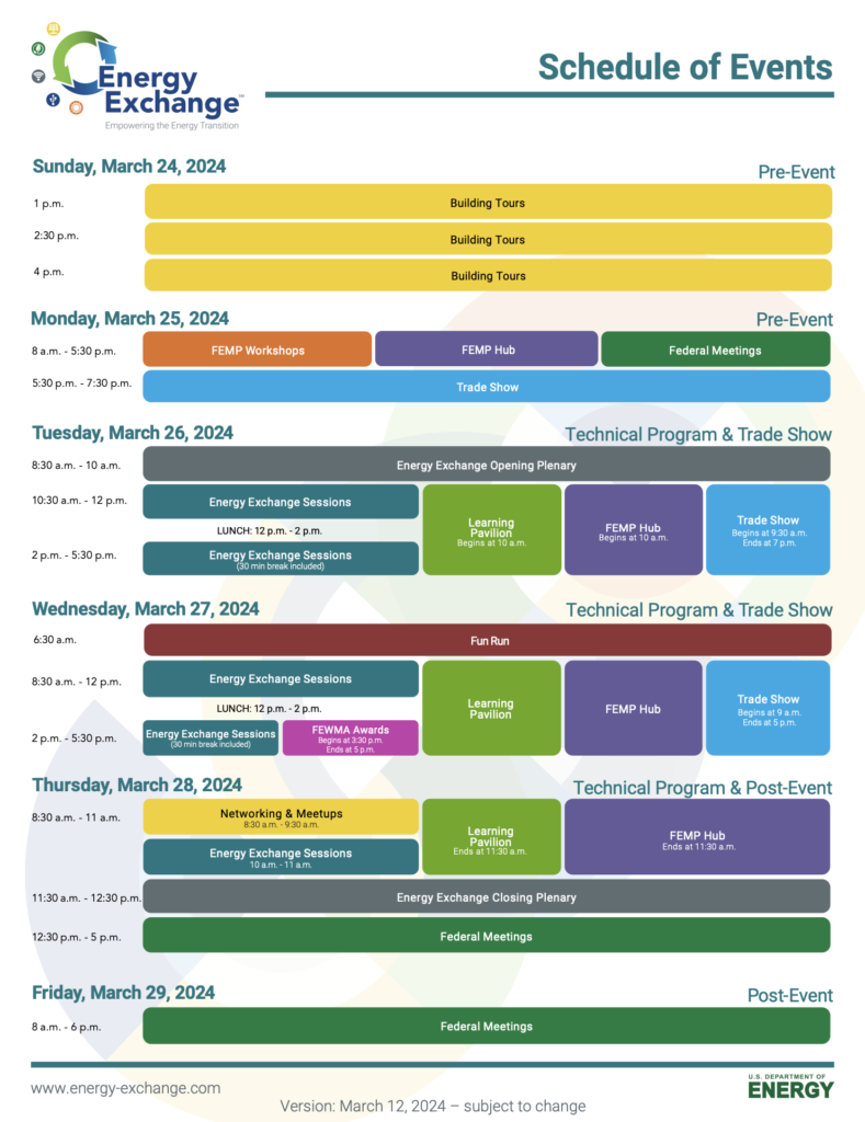 Energy Exchange 2024 Schedule of Events